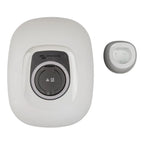 Victron Energy EV charging station front cover in white with circular dark interface panel, shown with separate circular wall