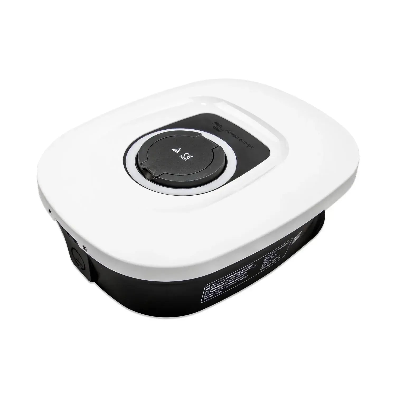 White front cover with black circular dial and control interface for EV charging station, product photo on white background.