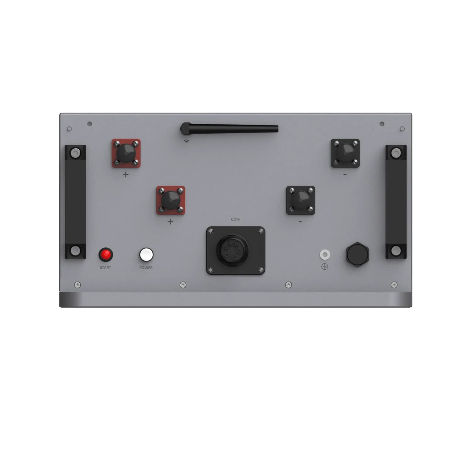 Pylontech Fidus PRO battery control panel with red and black push buttons, power indicator lights, central dial interface, an