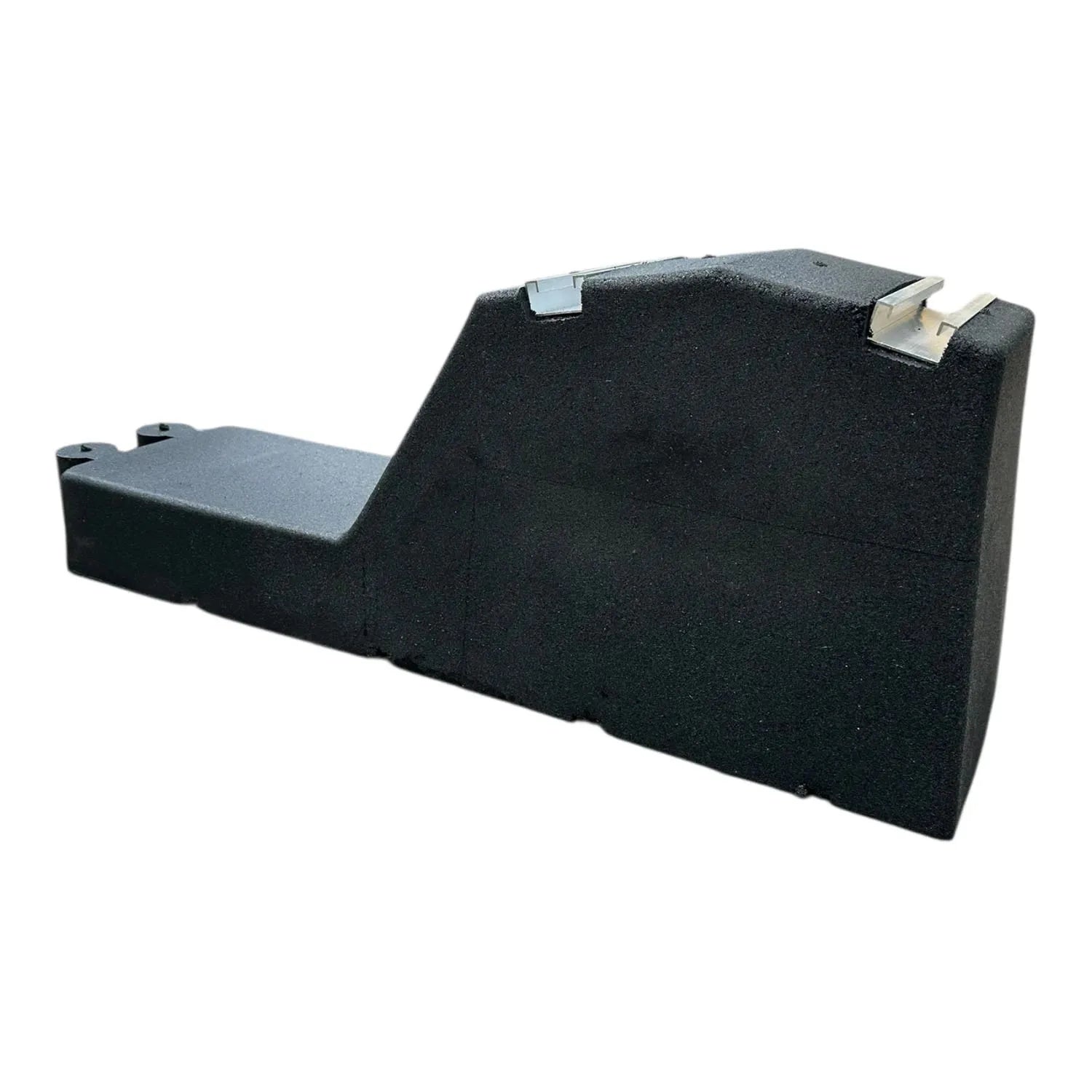 Black foam solar panel mounting system with angled base and metal brackets, shown as product alone against white background.