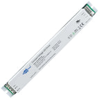 Glacial Power 24V constant voltage LED driver with green terminal connectors, front label view showing specifications and saf