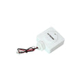 White square microwave motion sensor with Hytronik branding and attached red and black wired connector, product shot on white