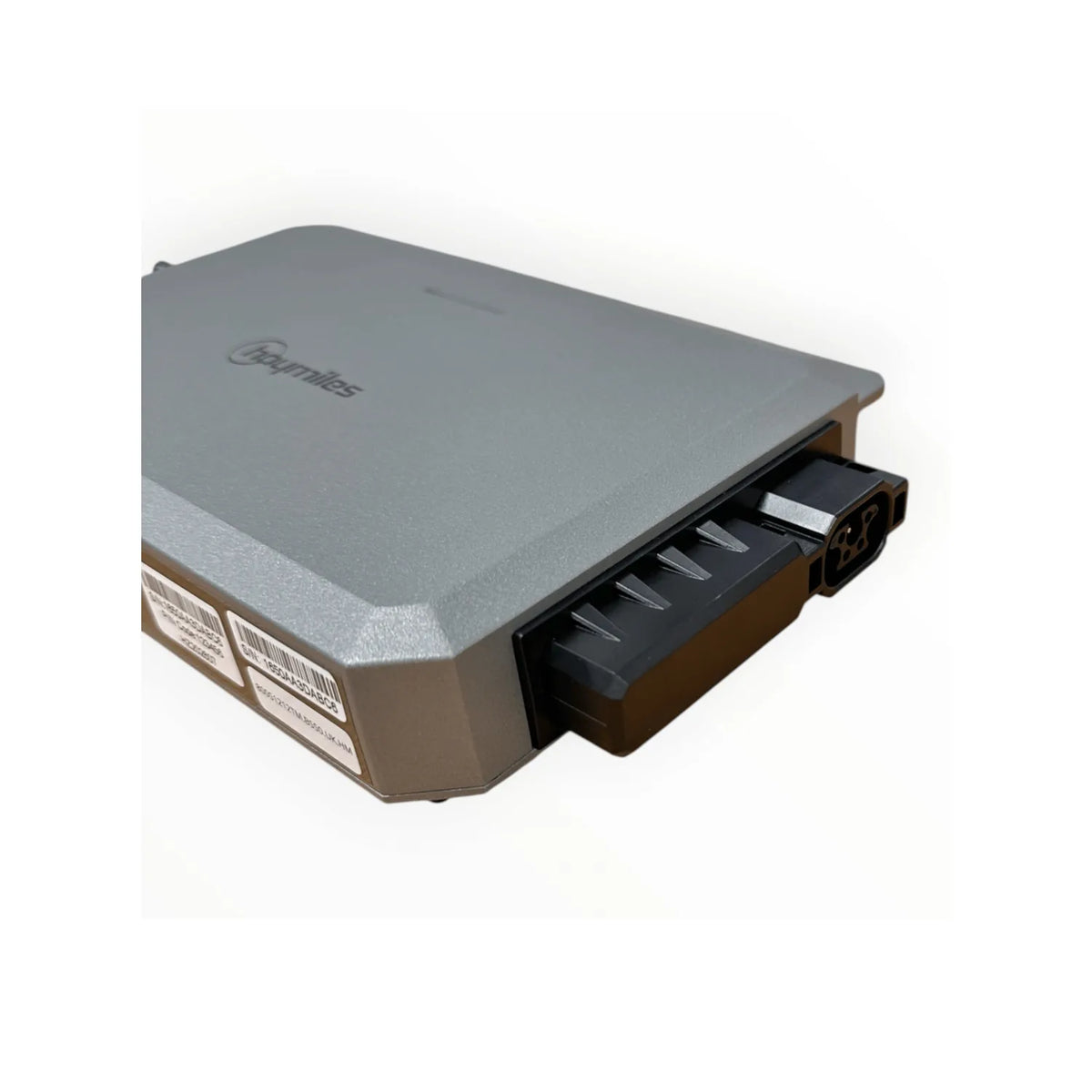 Gray Zuma solar micro inverter with open compartment showing internal components and label placement.