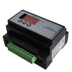 PV Current Combiner Box Monitor with digital display, control buttons, and green terminal block connectors, product shot on w