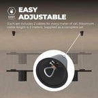 Easy Adjustable LED track lighting suspension kit showing circular connector with two white cables attached to ceiling rail s