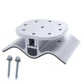 White corrugated roof bracket for solar panels with mounting holes on top surface, curved base with EPDM seal, shown with two