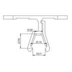 Technical dimension diagram of solar panel mounting clamp showing front view with measurements: 12.92mm width, 22.59mm height
