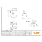 Technical engineering diagram showing dimensions and assembly details for adjustable solar panel roof mounting bracket with t