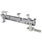 Adjustable roof hook assembly with aluminum rail, support clamps, and mounting brackets for tile roof installation.