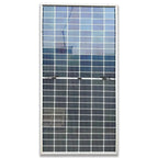 JA Solar 600W bifacial n-type solar panel viewed from front, showing grid of dark blue photovoltaic cells in white frame.
