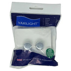 Varilight V-Pro 2 Gang 2 Way LED Dimmer Switch in white packaging, showing product contents and British made electrical acces