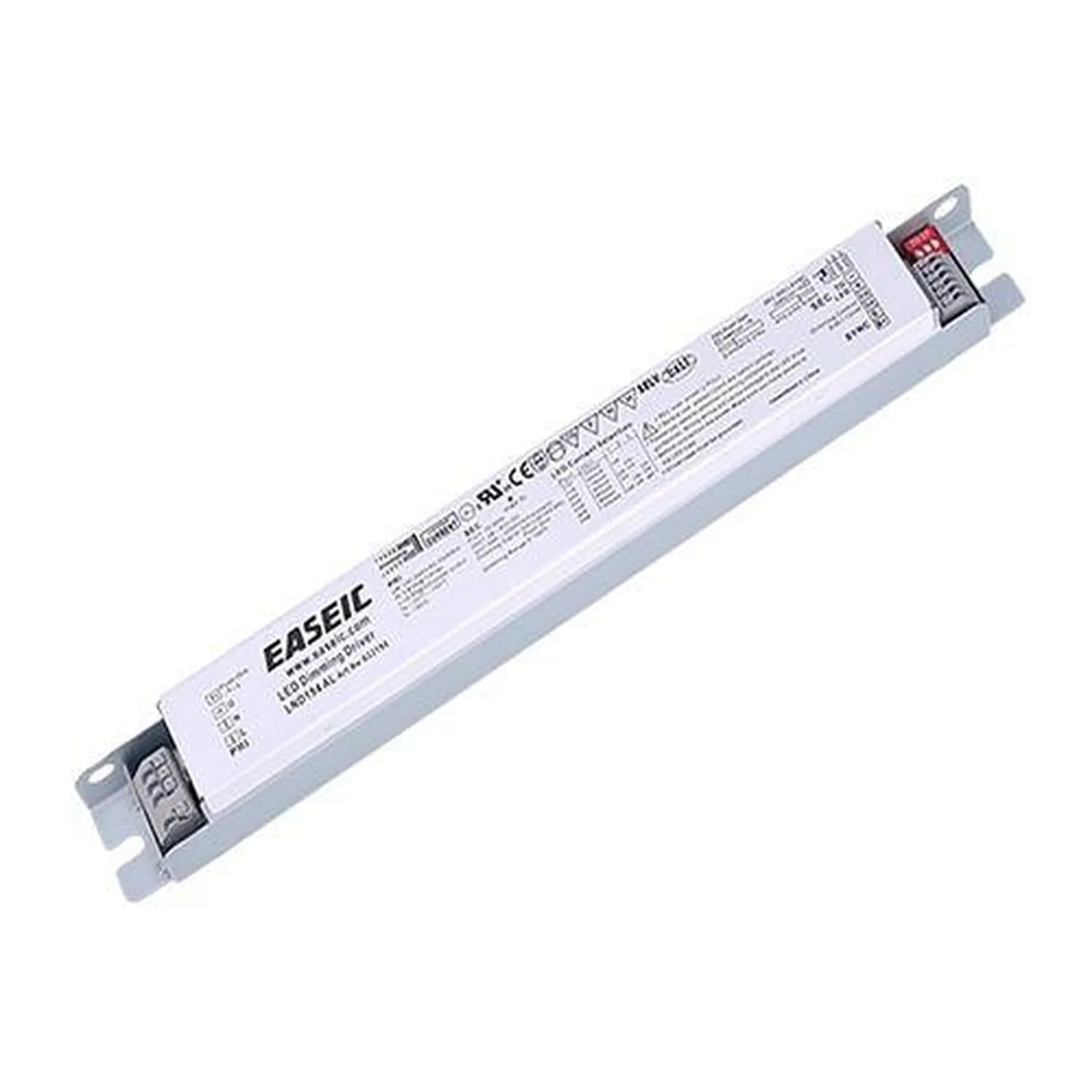 Easeic LED dimmable driver unit, white rectangular ballast with terminal connectors at each end, product label visible on top