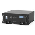 Leoch LR51.2-100 lithium battery system, black metal enclosure with blue LCD display, front-mounted controls and terminal con