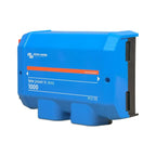 Blue Victron Energy Lynx Power In M10 1000 battery management module with black cable terminals on right side, product shot o