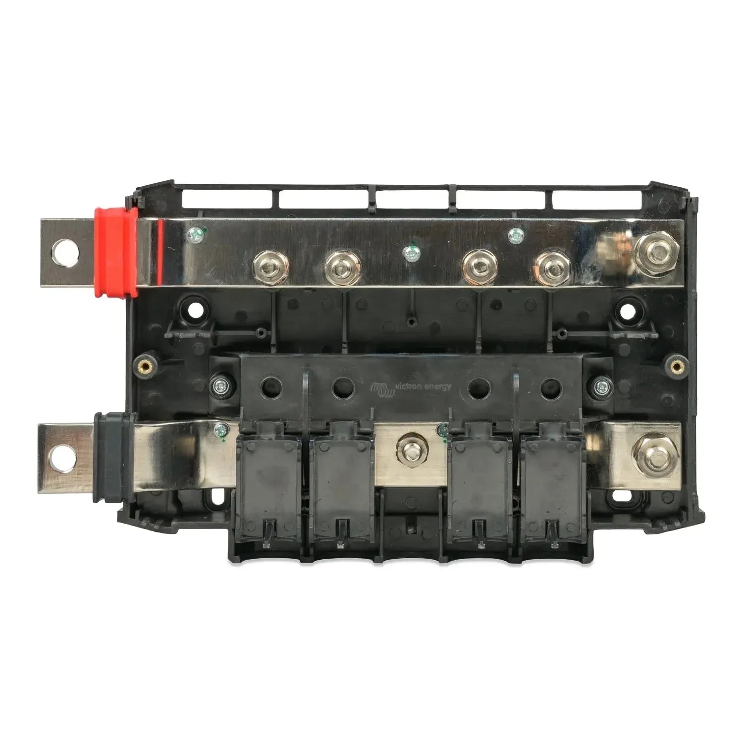 Victron Lynx Power In M10 DC busbar module showing top and bottom electrical connections with silver terminals and black hous