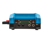 Victron Lynx Smart BMS 500 rear panel showing blue housing, terminal block connectors, dual Ethernet ports, and circular conn