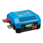 Blue Victron Lynx Smart BMS 500 battery management system with red battery terminals, control panel with green connectors, an