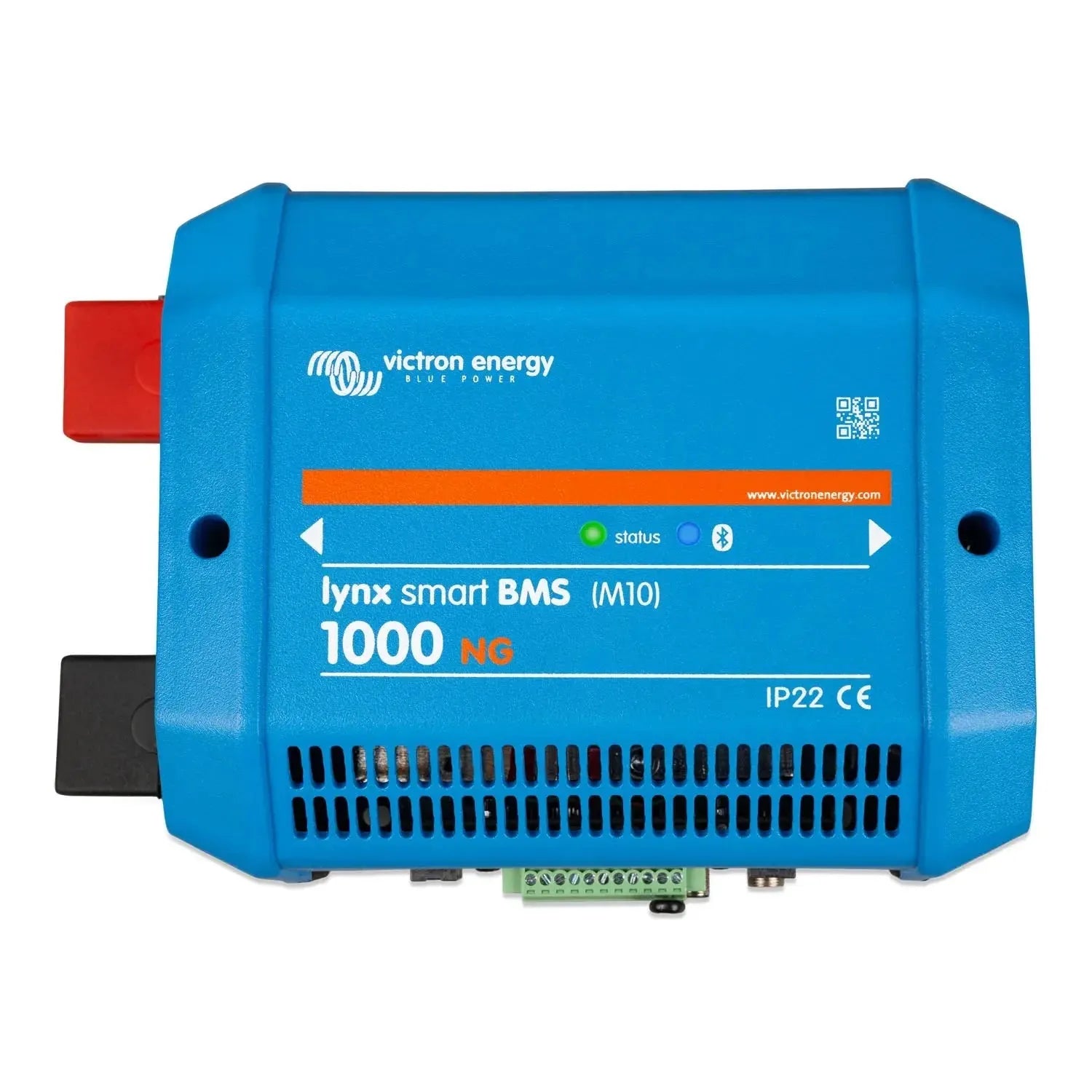 Victron Energy Lynx Smart BMS 1000 NG battery management system, blue rectangular device with red and black terminal connecto
