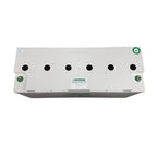Hoppecke lithium battery top view showing six black terminals and green grounding posts, made in Germany.