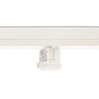 White daylight sensor module mounted to ceiling track with visible label and wiring specifications.