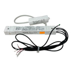 Liteplan LED emergency conversion kit with white battery module, white Voltagon driver unit, and black power cables with expo