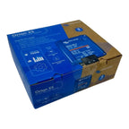 Victron Orion XS 12/12-50A DC-DC charger shown in packaging with product box and blue device visible on top.