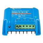 Victron Orion-Tr 12/12 isolated DC/DC converter, blue rectangular device with green terminal block and specifications label v