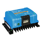 Victron Orion-Tr Smart 12/12-30 blue battery charger with black heat sink fins and control panel featuring terminals and indi