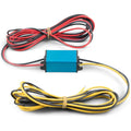Victron Orion DC-DC converter with red and black input cables and yellow and black output cables bundled with cable ties.