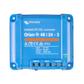 Victron Energy Orion-Tr 48/24-5 isolated DC/DC converter, blue device with terminal connections and on/off indicator light.