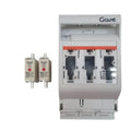 Gave brand DC disconnector panel with three poles and two separate 80A fuses displayed beside it.