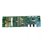 Green circuit board with gold connectors, capacitors, and electronic components for Pylontech battery management system.