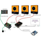 Solar Assistant system diagram showing Voltacon inverters, lithium batteries, USB hub, black monitoring box, and Raspberry Pi