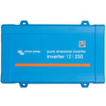 Blue Victron Energy pure sinewave inverter 12|250 with mounting brackets and QR code label on front face.