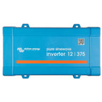 Victron Energy Pure Sinewave Inverter 12/375 blue rectangular device with mounting brackets and QR code.