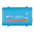Victron Energy pure sinewave inverter 12/800, blue rectangular device with mounting brackets and QR code label.