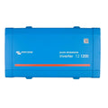 Victron Energy pure sinewave inverter 12/1200 in bright blue casing with red accent stripe and QR code label.