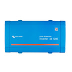 Blue Victron Energy Pure Sinewave Inverter 24 1200 with QR code and red accent stripe on front panel.
