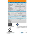 Victron Phoenix Inverter technical specifications chart with product dimensions, features, and accessories overview.