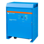 Blue Victron Phoenix Inverter 24/5000 with orange branding stripe, control panel with on/off switch and indicator lights, mou