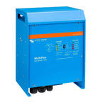 Victron Energy MultiPlus 12/3000/120 inverter charger, blue metal enclosure with orange stripe, front panel controls and indi