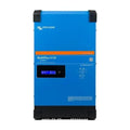 Victron Energy MultiPlus-II GX inverter charger, blue rectangular unit with digital display and black corner brackets.