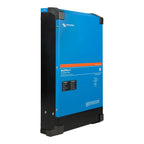 Victron Energy MultiPlus-II blue and black inverter charger unit mounted vertically against white background.