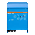 Victron Energy MultiPlus 48/3000/35 inverter charger, blue metal enclosure with control panel showing charger and inverter st