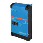 Victron Energy MultiPlus-II 48/3000/35 blue and black wall-mounted battery charger inverter unit with black handles.