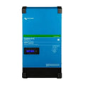 Victron EasySolar-II GX blue rectangular solar inverter with black corners, small digital display, and green accent stripe ac