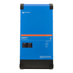 Victron Energy MultiPlus-II blue inverter charger unit with black corners and status indicator panel.