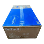 Cardboard shipping box for MultiPlus-II inverter charger, blue and tan packaging with specifications and CE markings visible.