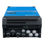 Victron MultiPlus-II inverter charger, front view showing blue top panel, black ventilated housing, and input/output connecto