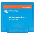Victron Energy Peak Power Pack battery with blue casing, showing 12.8V, 30Ah, 384Wh specifications on front label.